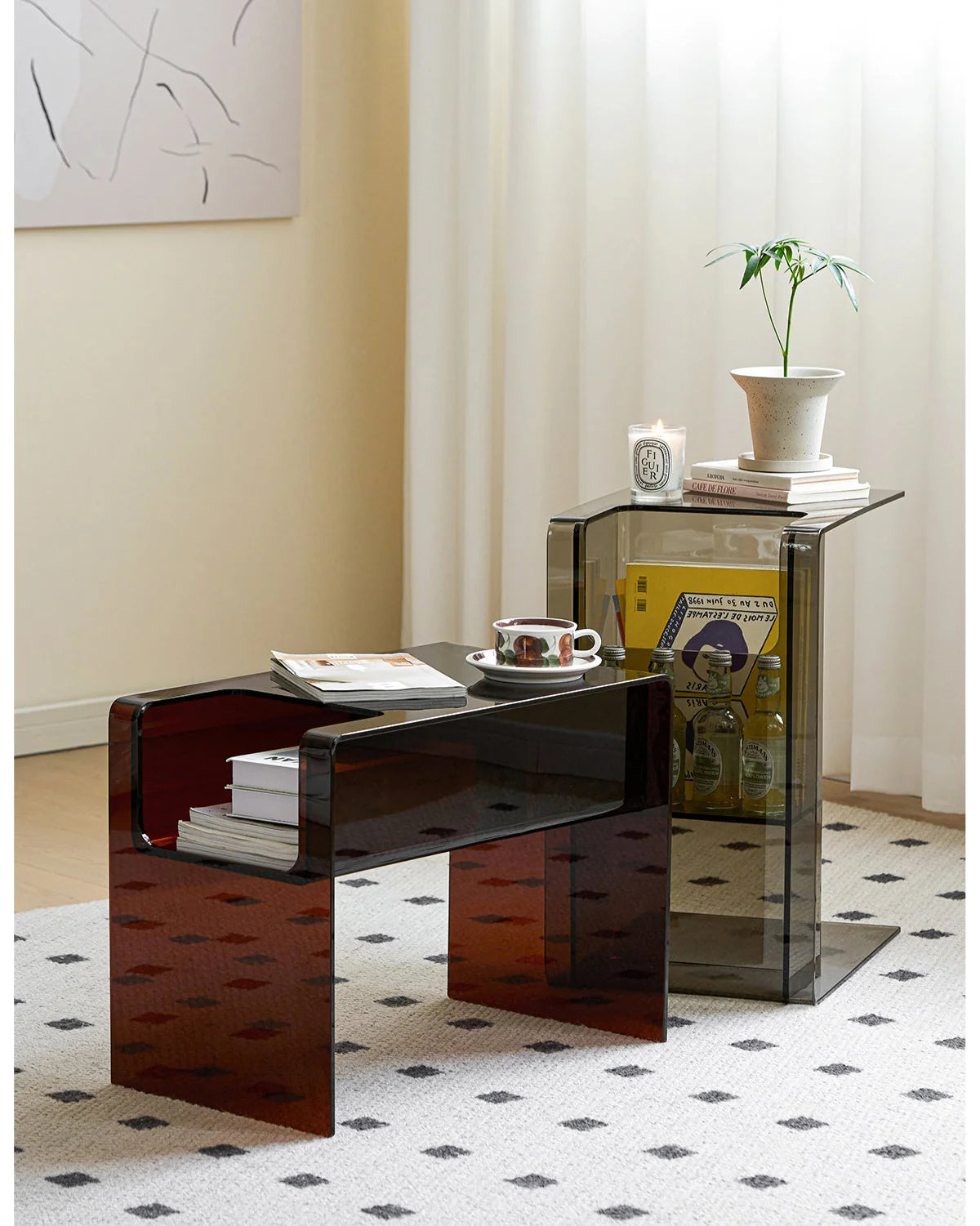 Acrylic Side Table Coffee Table 2 Way Use