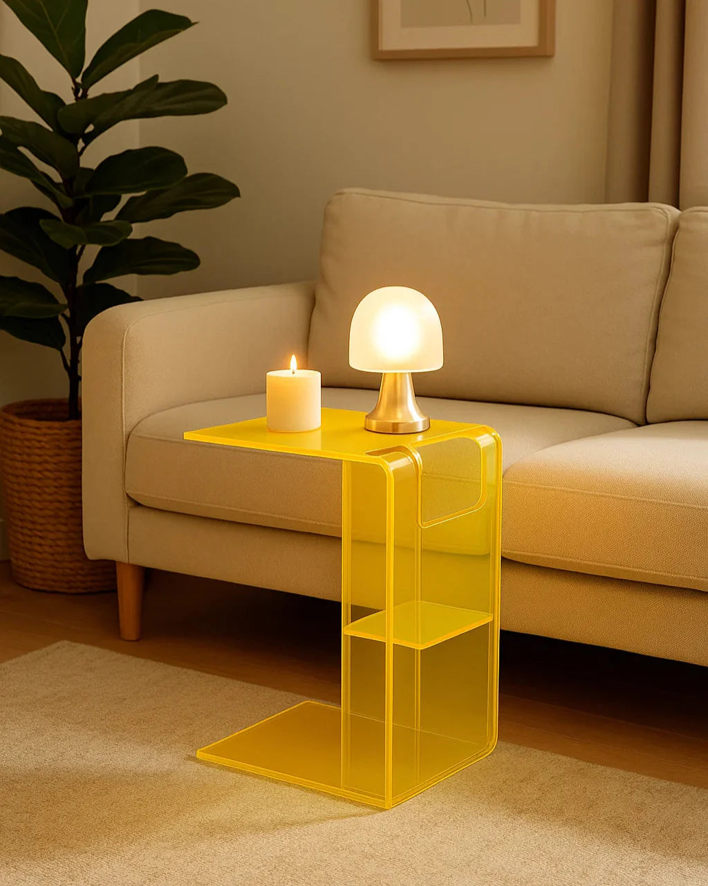 Acrylic Side Table Coffee Table 2 Way Use