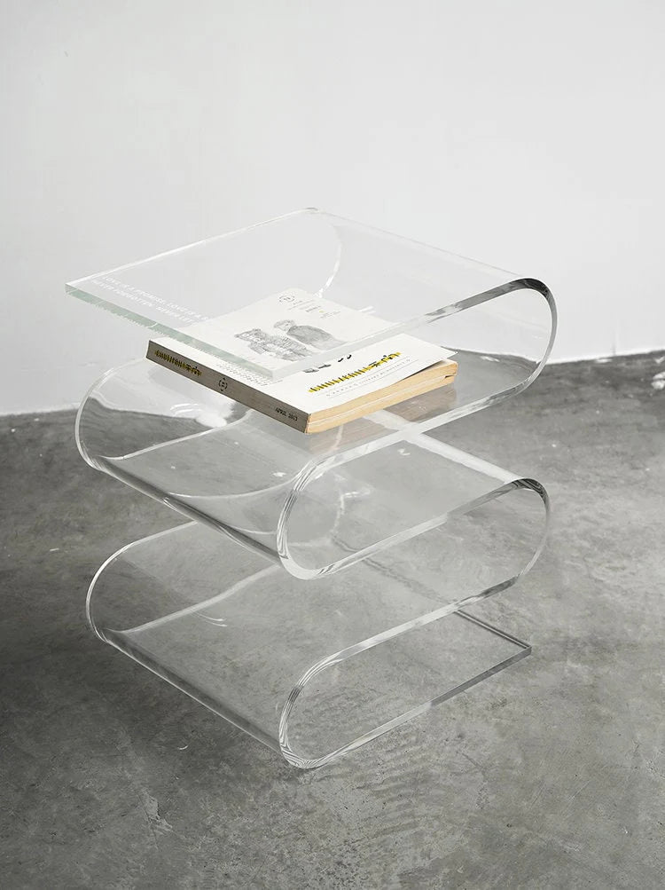 Curved Acrylic Side Table End Table